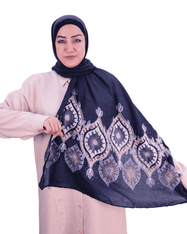 Majestic Embroidered Navy blue Shawl