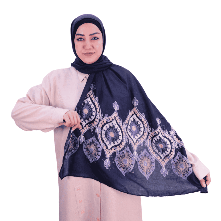 Majestic Embroidered Navy blue Shawl