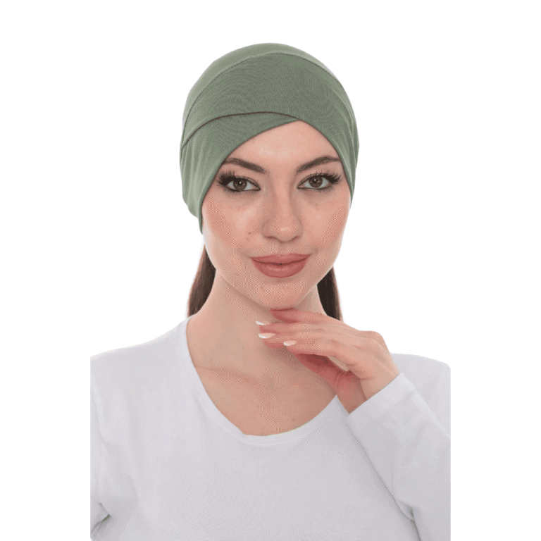Fashionable Olive Green Crossover Turban