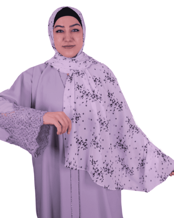 Lavender Floral Printed Chiffon Shawl