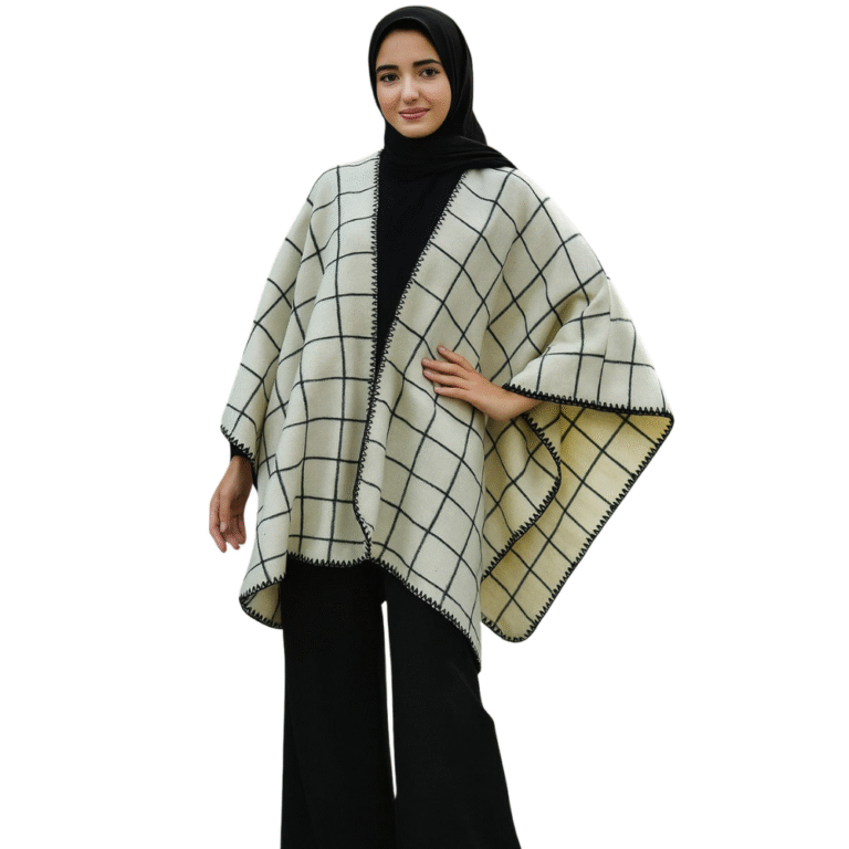Elegant Plaid Monochrome Shawl