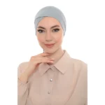 Soft Grey Crossover Turban Cap for Women – Elegant Fit