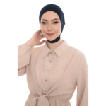 Jet Black Neck Tie Turban Bonnet – Elegant & Adjustable