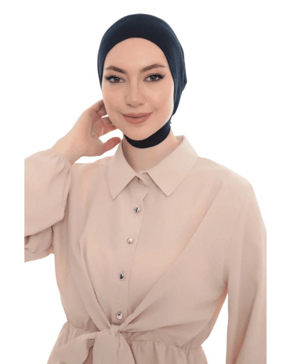 Jet Black Neck Tie Turban Bonnet
