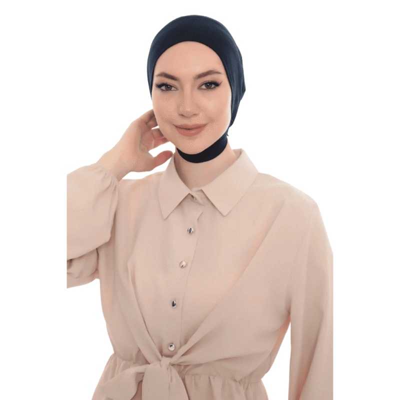 Jet Black Neck Tie Turban Bonnet