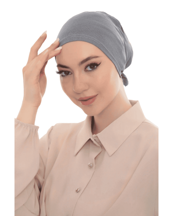 Soft Charcoal Grey Slip On Turban Cap