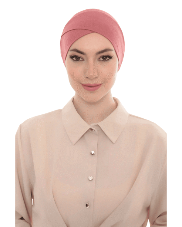 Stylish Dusty Rose Crossover Turban Cap