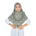 Light Gray Bow Print Hijab for Kids – Soft, Cute & Everyday Wear