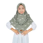 Light Gray Bow Print Hijab for Kids