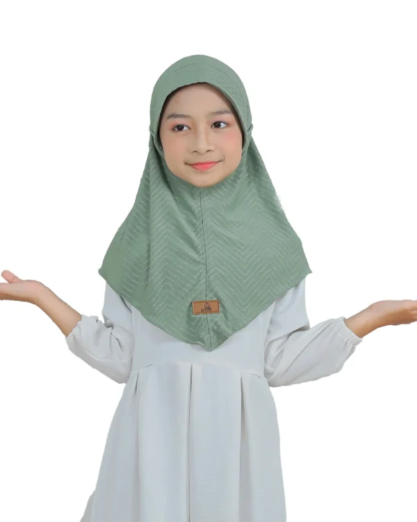 Light Green Chevron Hijab for Kids