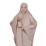 Beige Prayer Dress with Pouch for Girls – Modest, Elegant & Comfortable