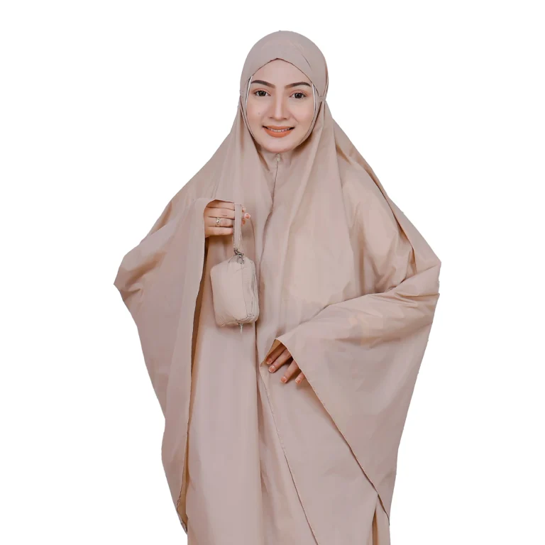 Beige Prayer Dress with Pouch for Girls
