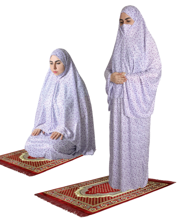 Comfortable Full-Length Lavender Floral Women Prayer Dress