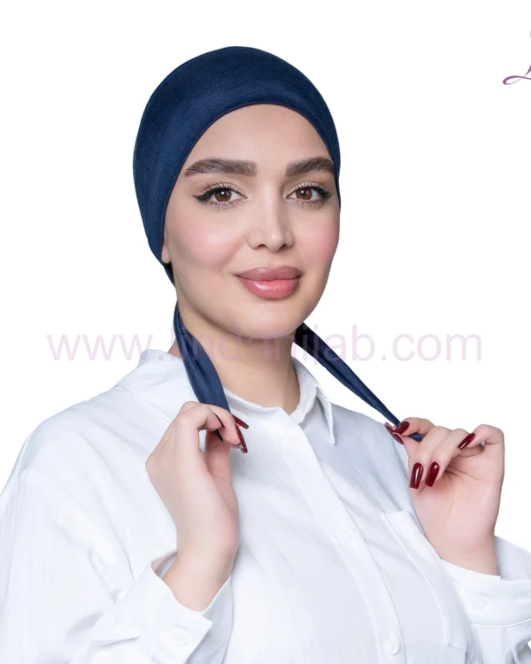 Midnight Navy Tie Back Turban – Adjustable & Secure Jersey Fit