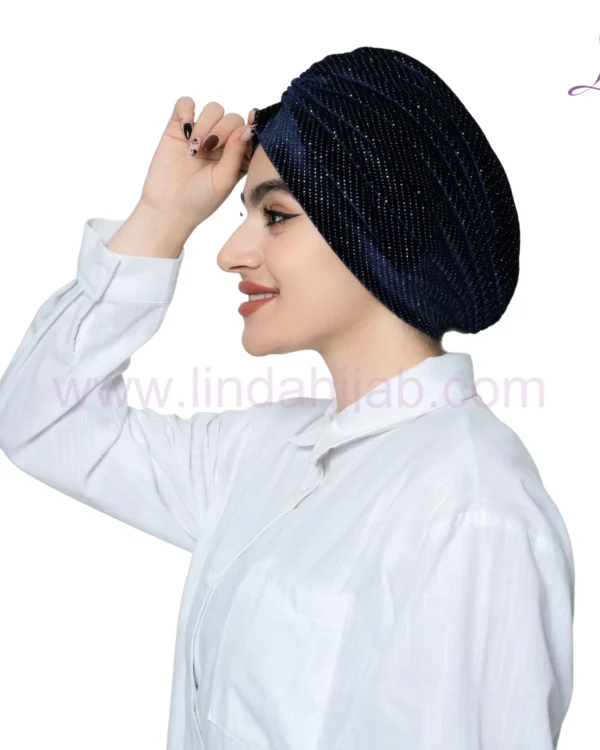 Sparkling Obsidian Velvet Turban – Glamorous Ready to Wear Fit - Image 2