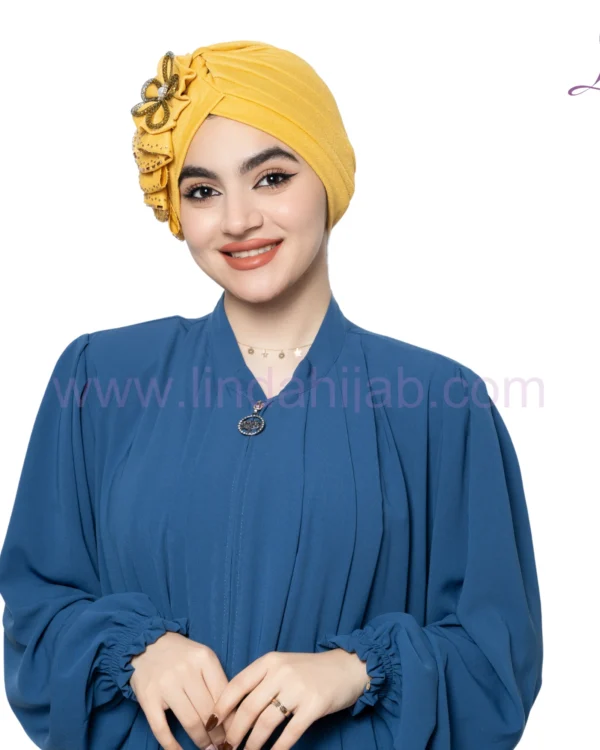 Golden Mustard Floral Embellished Turban – Vibrant & Royal Fit