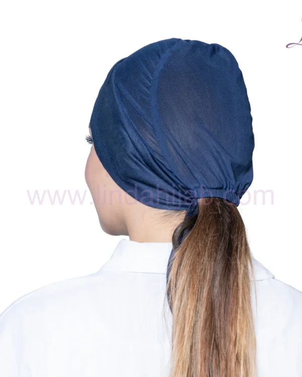 Midnight Navy Tie Back Turban – Adjustable & Secure Jersey Fit - Image 4