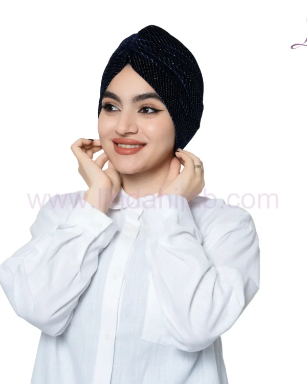 Sparkling Obsidian Velvet Turban – Glamorous Ready to Wear Fit - Image 3