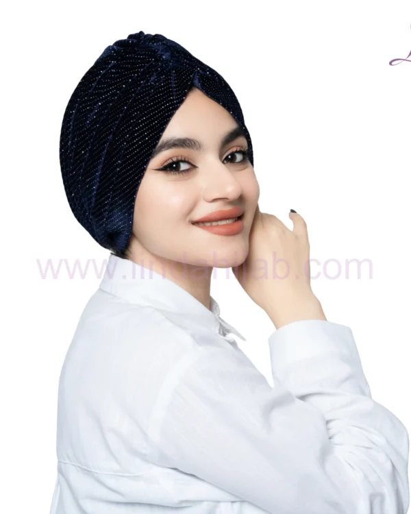 Sparkling Obsidian Velvet Turban – Glamorous Ready to Wear Fit - Image 4