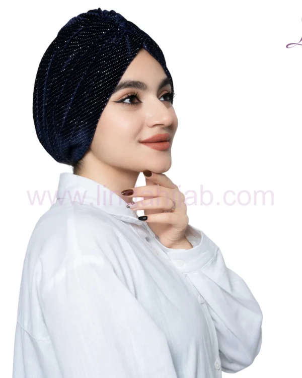 Sparkling Obsidian Velvet Turban – Glamorous Ready to Wear Fit - Image 5
