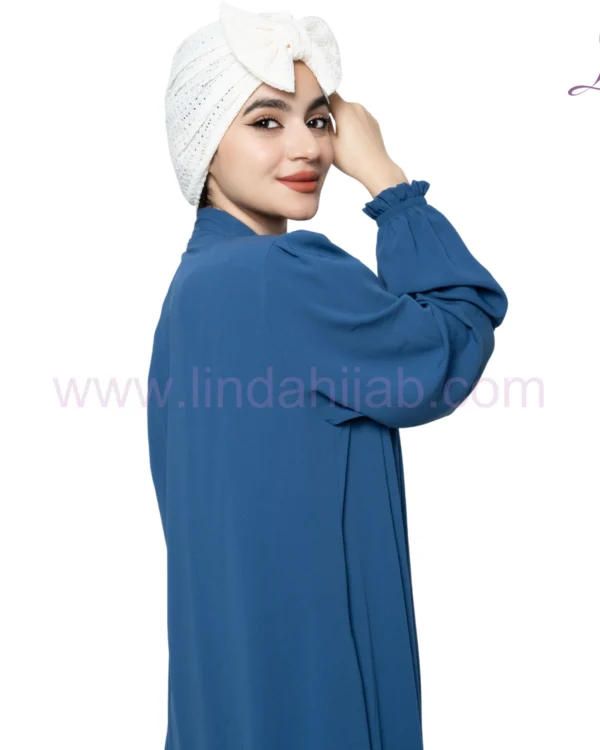 White Bow Accent Turban – Crisp Texture & Chic Statement Fit - Image 5
