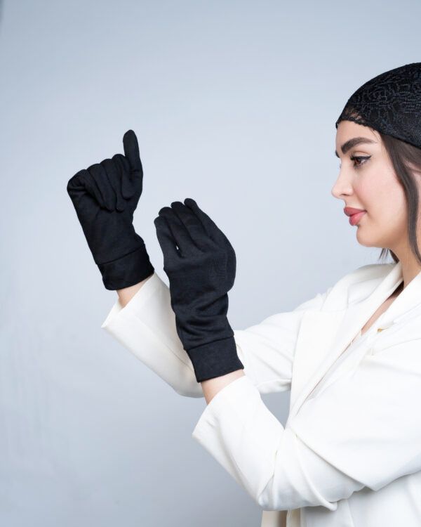 Black Cotton Ruched Modest Gloves – Everyday Comfort Wear - Image 7