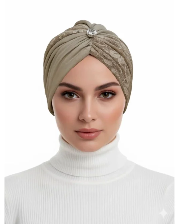 Lace & Crystal Turban Cap – Elegant Twisted Modest Headwear