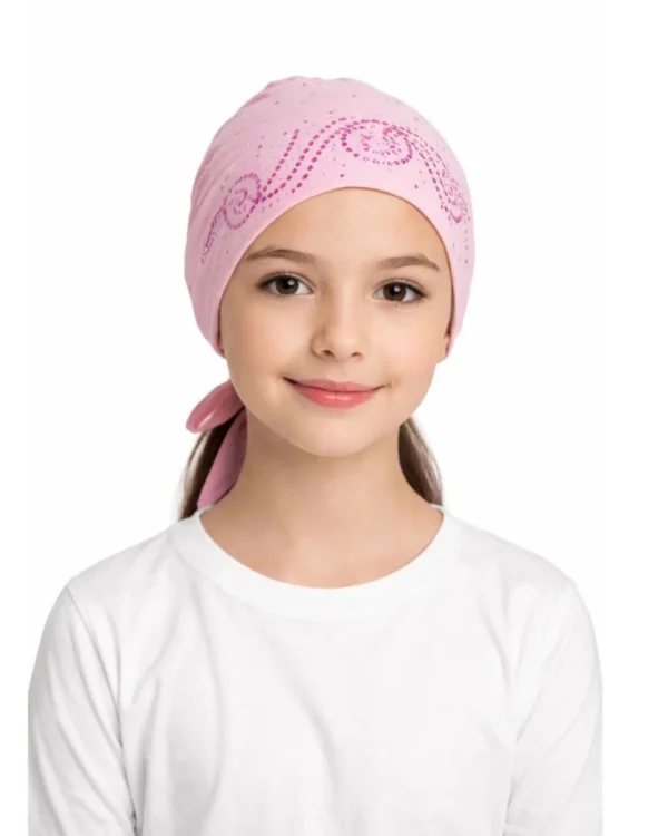 Girls' Rhinestone Swirl Tie-Back Turban – Sparkly Pink Princess Style
