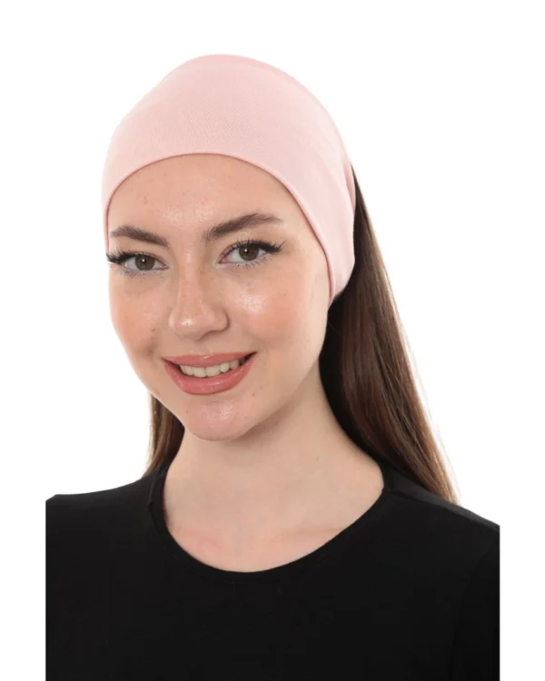 Soft Stretch Hijab Under-Cap Bandana – Plain Blush Pink - Image 2