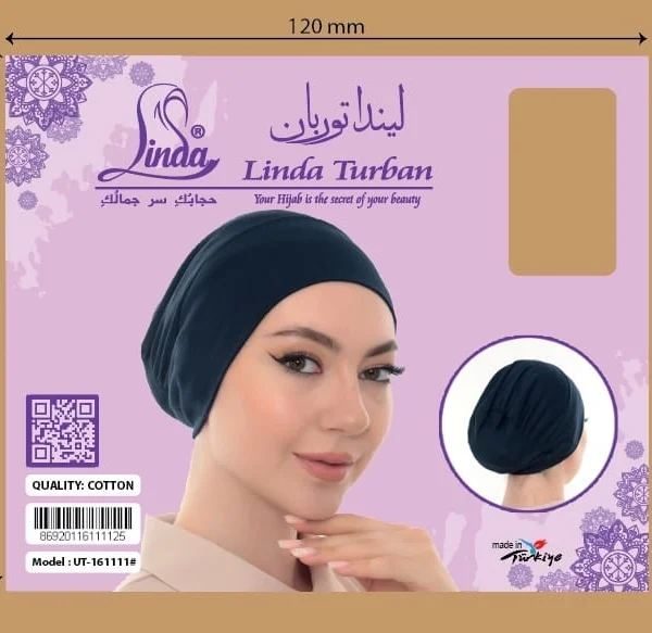 Soft Stretch Slouchy Turban Cap – Plain Navy Blue - Image 11