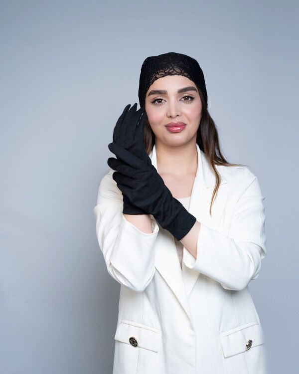 Black Cotton Ruched Modest Gloves – Everyday Comfort Wear - Image 6