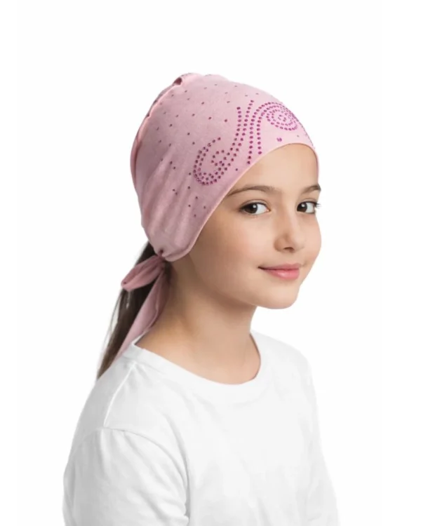 Girls' Rhinestone Swirl Tie-Back Turban – Sparkly Pink Princess Style - Image 2