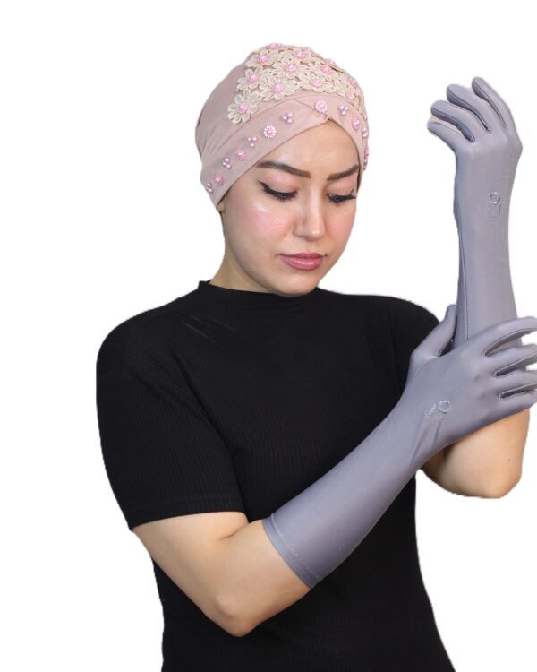 Long Floral Embroidered Modest Gloves – Forearm Length Collection - Image 1