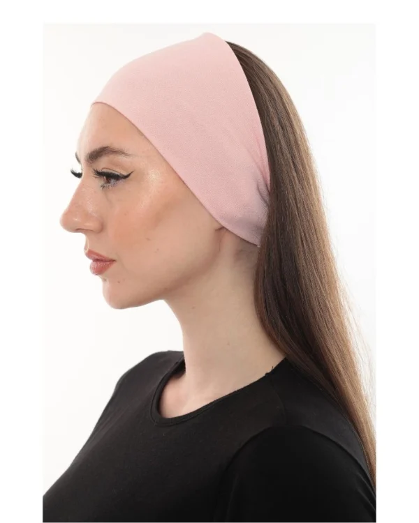 Soft Stretch Hijab Under-Cap Bandana – Plain Blush Pink - Image 6