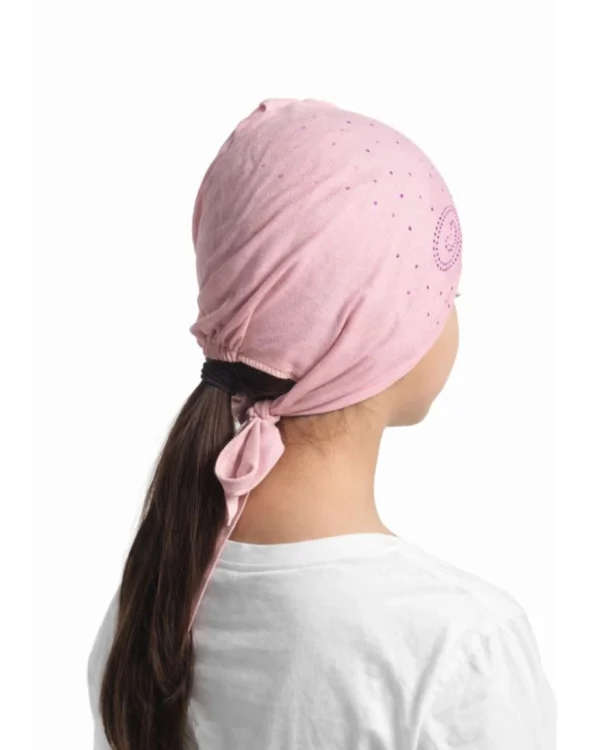 Girls' Rhinestone Swirl Tie-Back Turban – Sparkly Pink Princess Style - Image 3