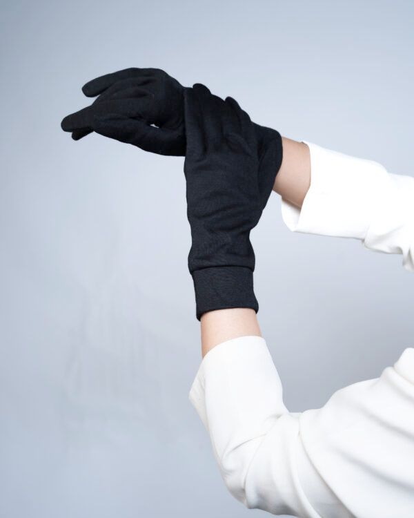 Black Cotton Ruched Modest Gloves – Everyday Comfort Wear - Image 4