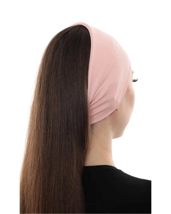 Soft Stretch Hijab Under-Cap Bandana – Plain Blush Pink - Image 4