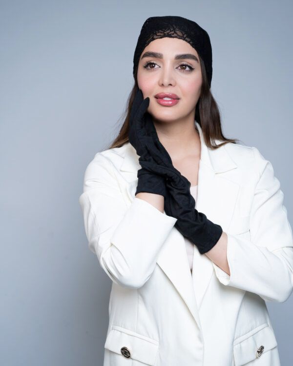 Black Cotton Ruched Modest Gloves – Everyday Comfort Wear - Image 3