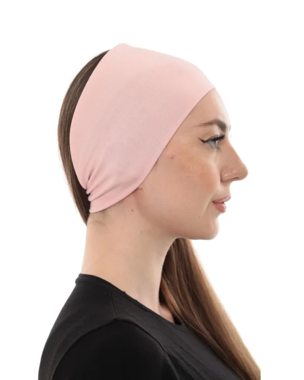 Soft Stretch Hijab Under-Cap Bandana – Plain Blush Pink - Image 3