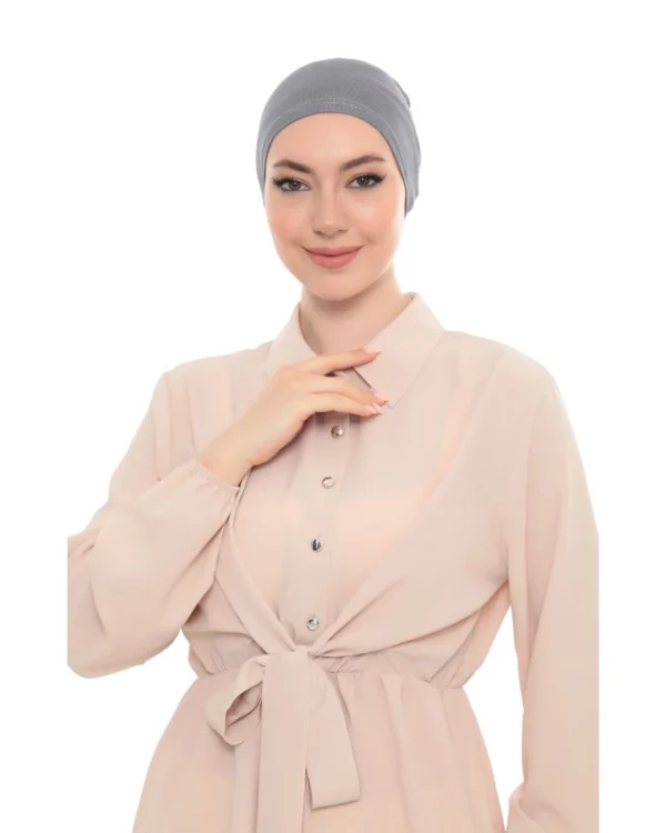 Stretch Tie-Back Hijab Under-Cap – Plain Light Blue Grey
