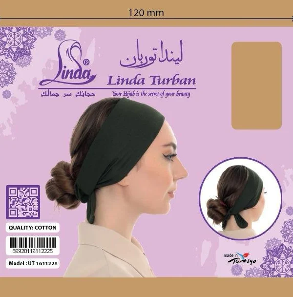 Wide-Band Tie-Back Hair Wrap Headband – Plain Khaki Green - Image 8