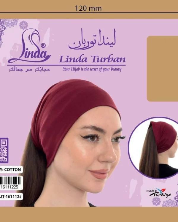 Soft Stretch Hijab Under-Cap Turban – Plain Burgundy / Deep Wine - Image 8