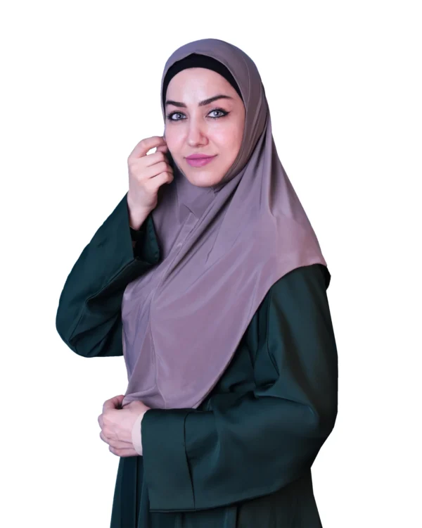 Women's Instant Khimar Bergo Hijab – Warm Taupe Mocha - Image 2