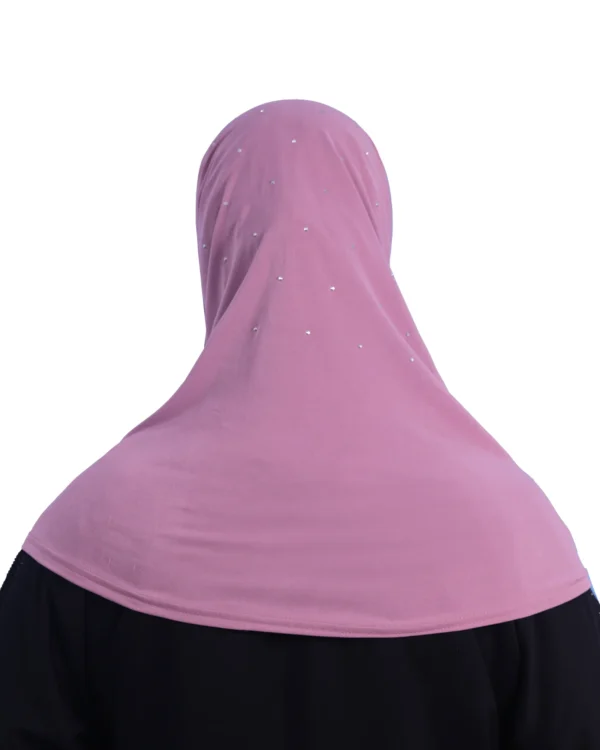 Women's Instant Khimar Bergo Hijab with Rhinestone Embellishment – Dusty Pink Mauve - Image 2