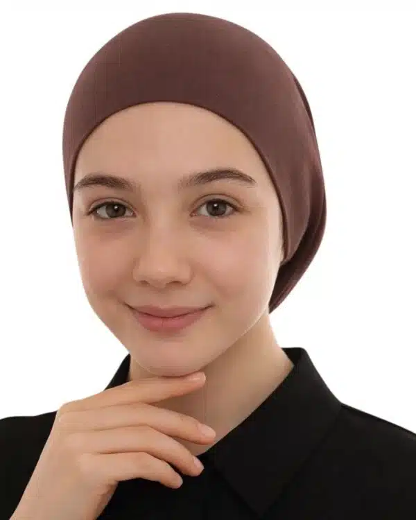 Junior Pull-On Hijab Under-Cap – Plain Olive Green / Girls' Size - Image 7