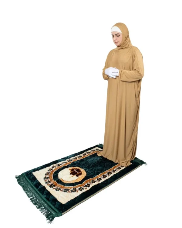 Women's One-Piece Prayer Dress with Attached Hijab – Warm Camel / Golden Tan - Image 2