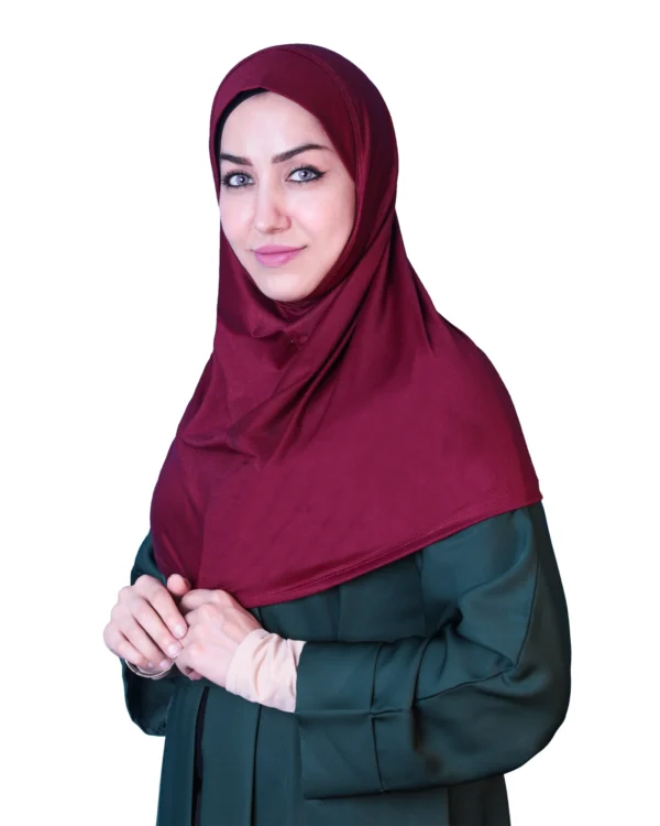 Women's Instant Khimar Bergo Hijab – Deep Maroon Burgundy - Image 4