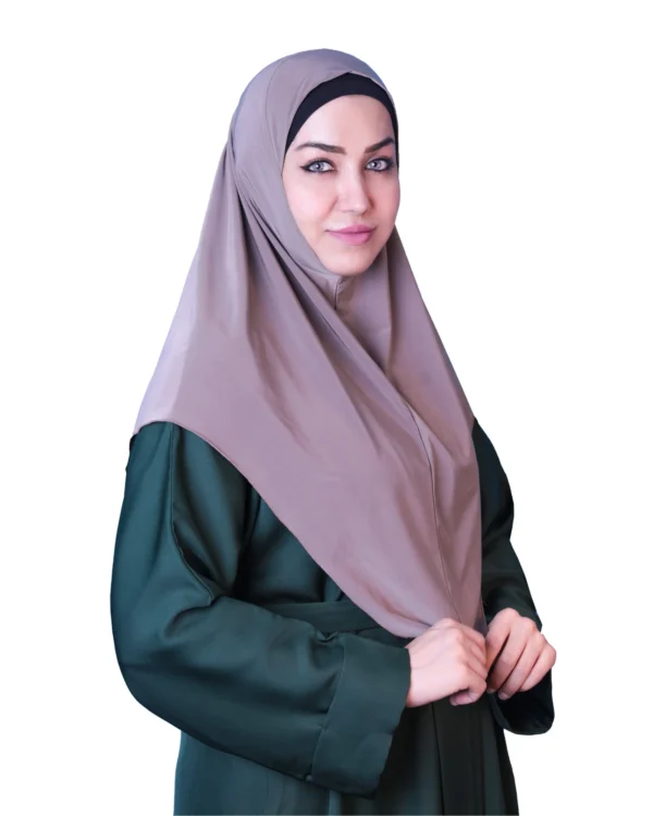 Women's Instant Khimar Bergo Hijab – Warm Taupe Mocha - Image 4