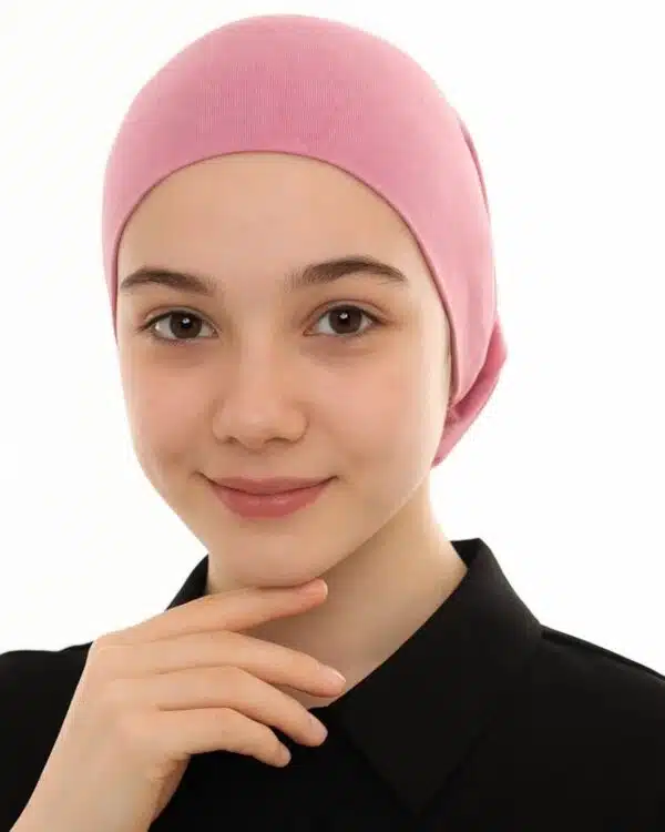 Junior Pull-On Hijab Under-Cap – Plain Olive Green / Girls' Size - Image 4