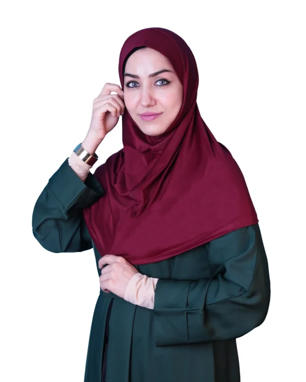 Women's Instant Khimar Bergo Hijab – Deep Maroon Burgundy - Image 3